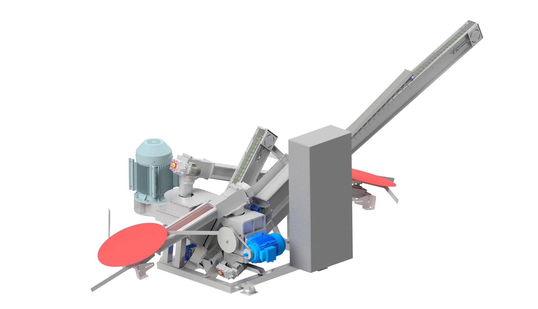 Solarpellet Anlage, Ansicht von der Antriebsseite